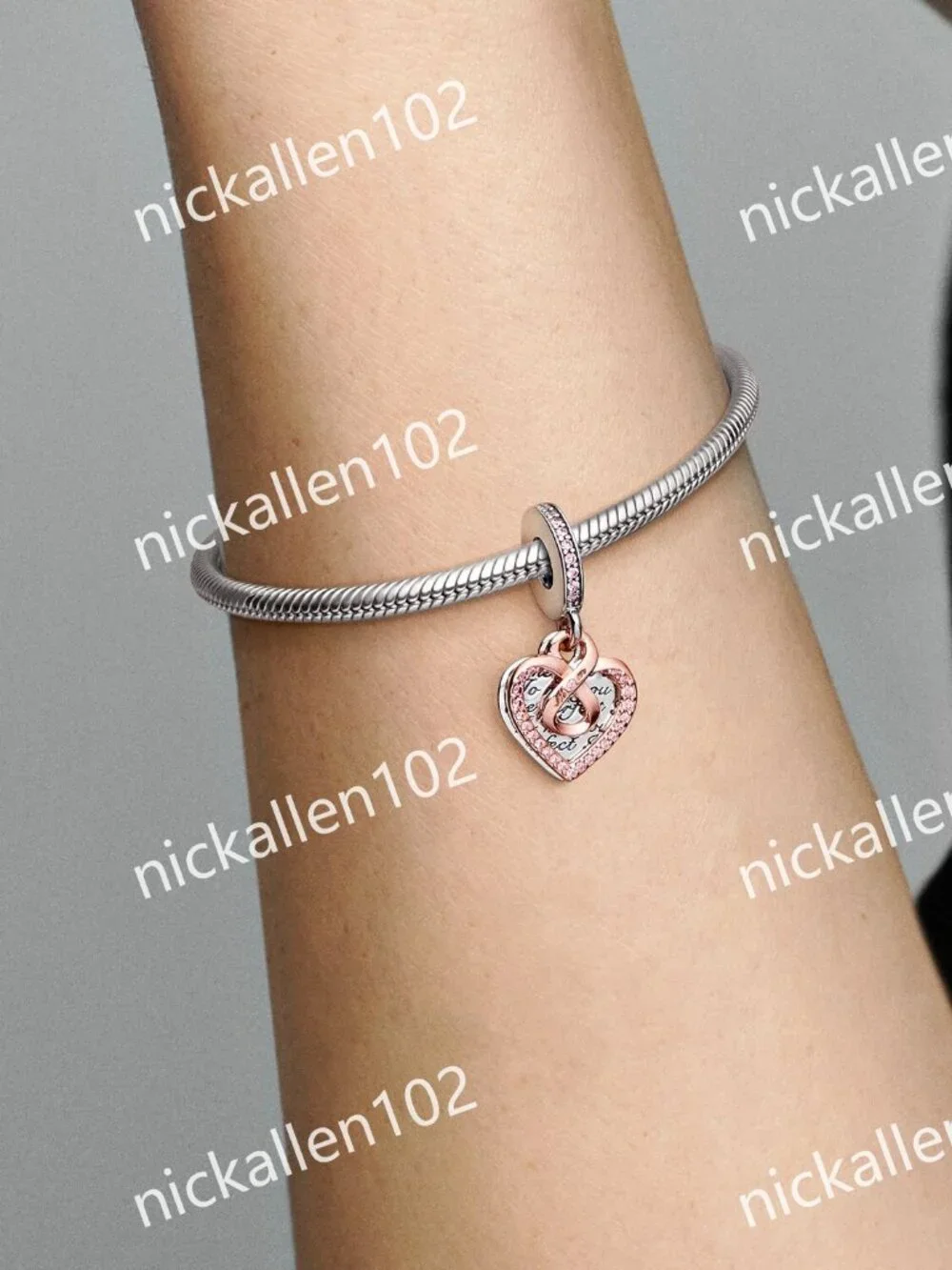 Pandora Two-tone Infinity Heart Double Dangle Charm